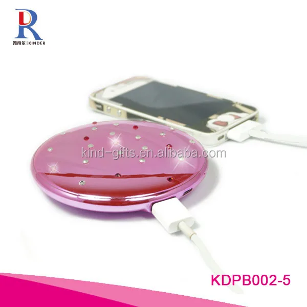 Glitter mobile charger power bank high capacity Power Bank with cosmetic mirror
