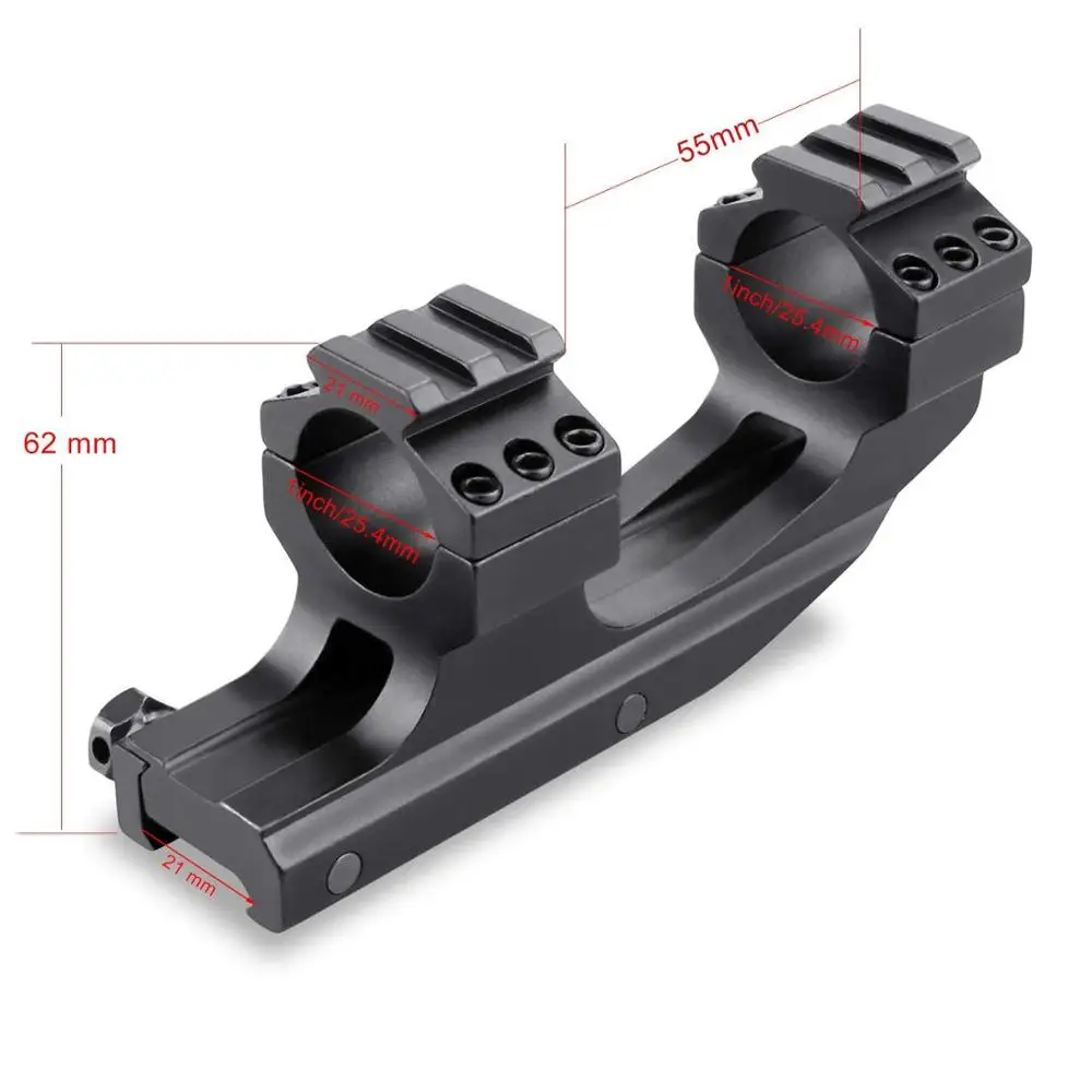
1 Inch Cantilever Scope Mount, Dual Scope Rings Interchangeable Scope Ring Caps with 2 Slots Picatinny Rail for AR 15 Rifles Fit 