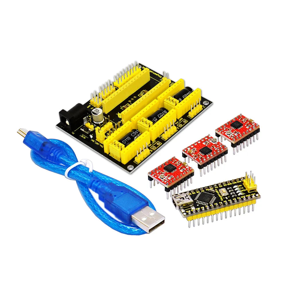 Keyestudio щит с ЧПУ v4 + 3 шт. A4988 Драйвер Nano CH340 для Arduinos