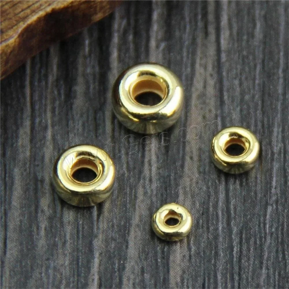 925 sterling silver beads 4.5 x 2 mm rondelle shape real gold plated jewelry spacer beads