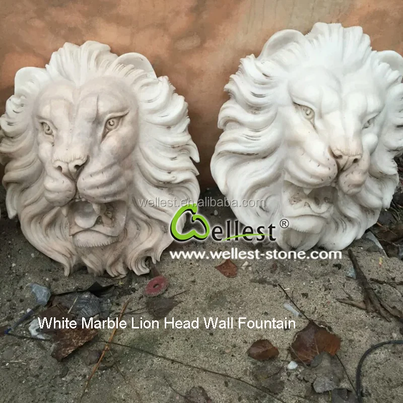 Garden Lions Head Hanging Stone Wall water Fountain