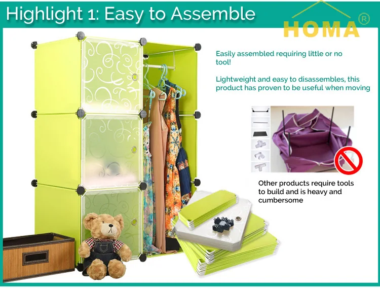 DIY plastic wardrobe cabinet with huge space