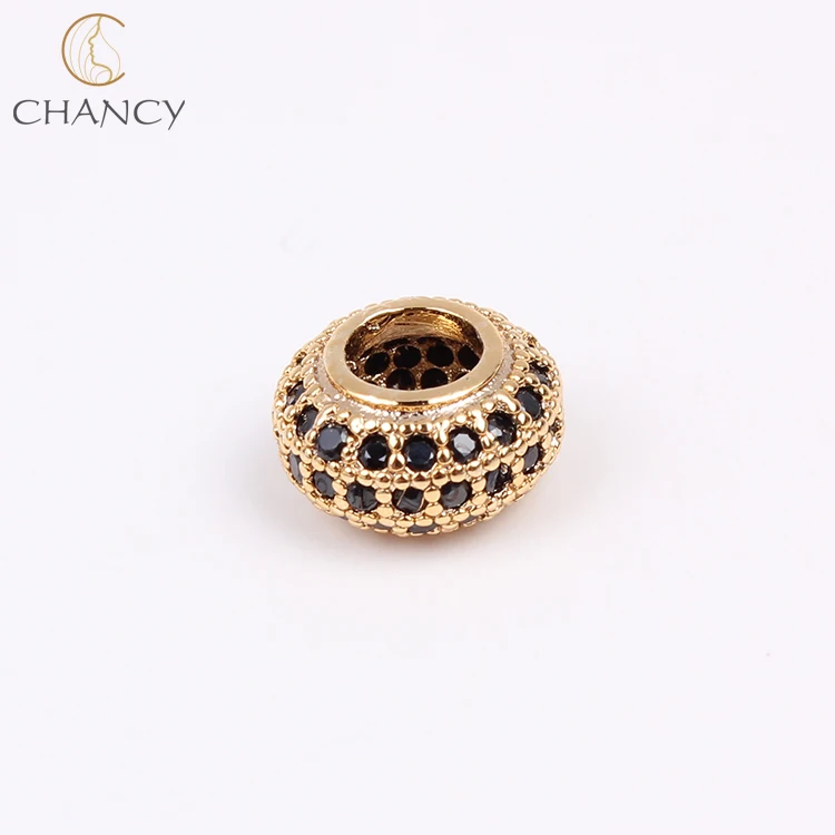
Charm jewelry findings accessories cz stone round spacer beads for bracelet 