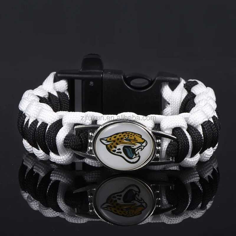 New Custom Logo Design Weave 550lb Paracord Bracelet NFL Team Logo Paracord Survival Bracelet