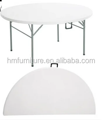 6 seater round plastic camping folding tables and bench set