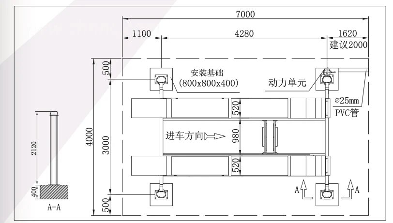 3500kg High Quality Alignment Car Lift Ramps Four Post Lift