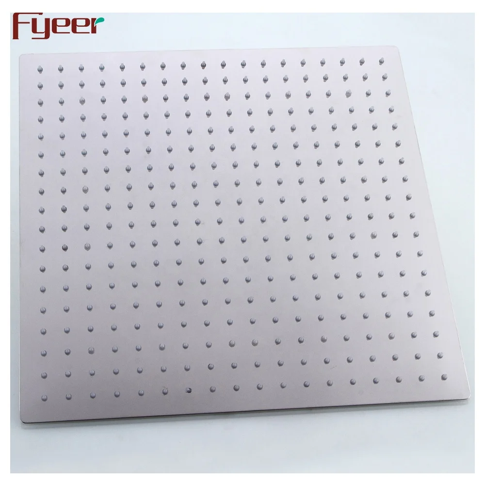 Fyeer 16 inch hydro power ultrathin SUS304 stainless steel square rain shower head led