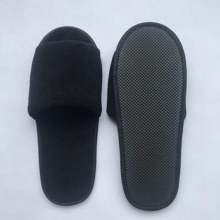 
Export worldwide reusable disposable non-slip warm black coral velvet family usable slippers 