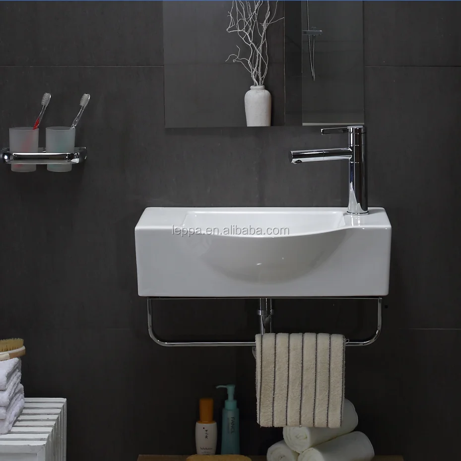 High grade sanitary ware wall hung sink ceramic wash basin Bathroom art basins with towel rack