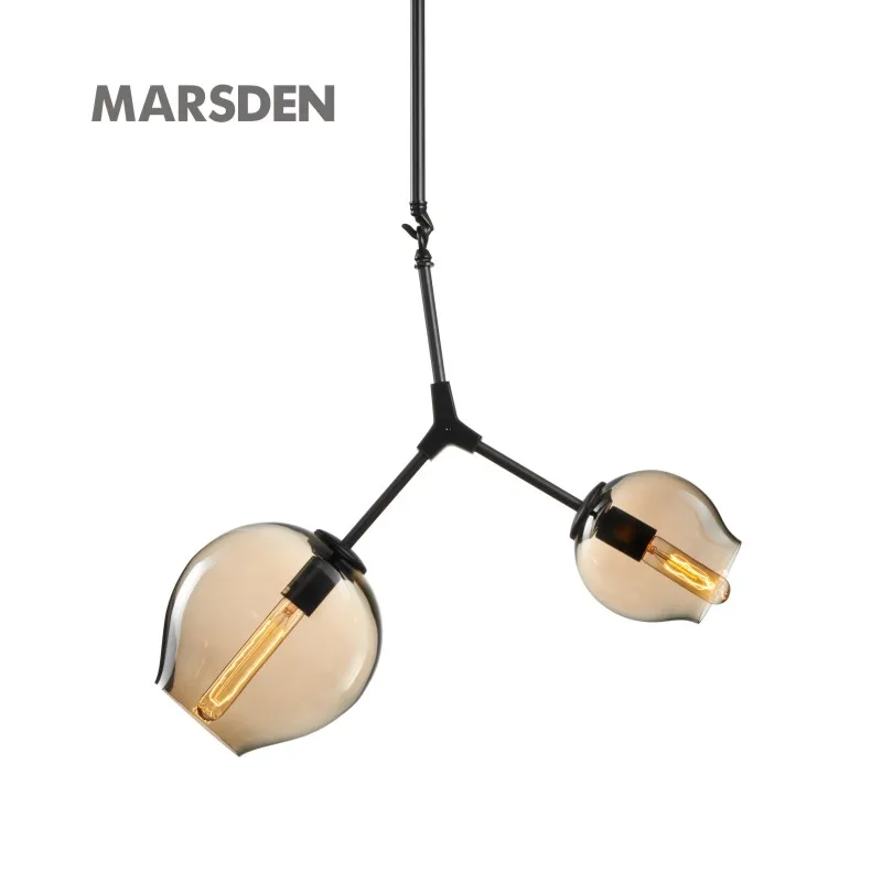 MARSDEN high lumen lobby room suspension glass iron loft pendant lamp
