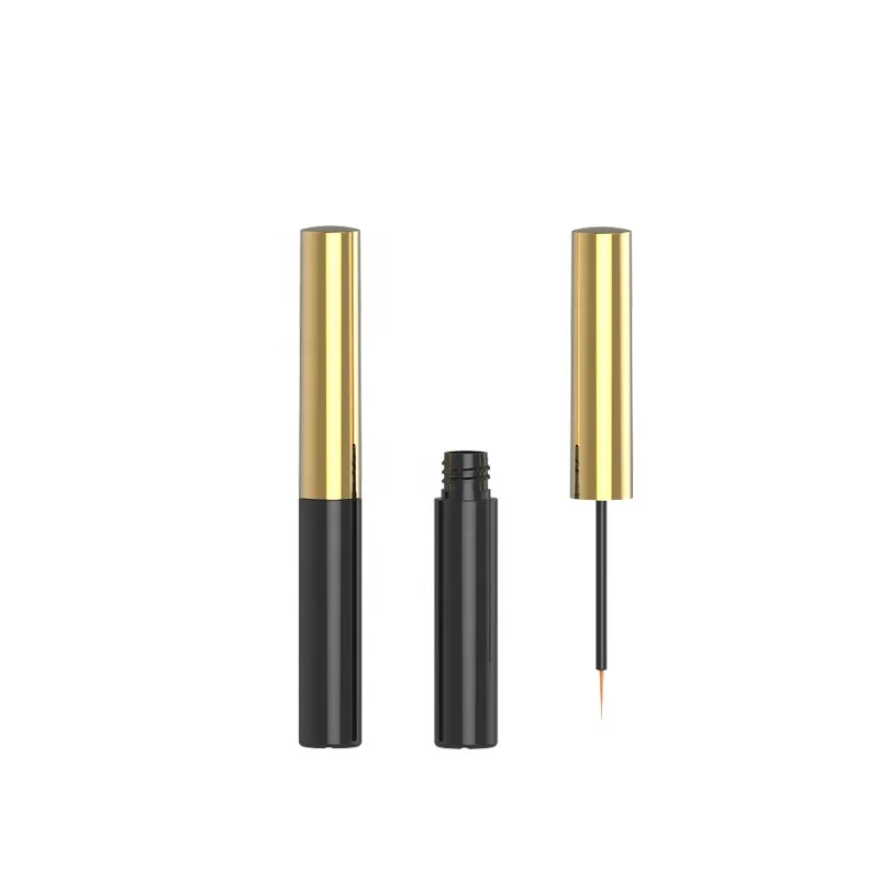 6ml luxury metallic purple empty eyelash growth serum gold liquid eyeliner tube skinny slim mascara tube with small little brush