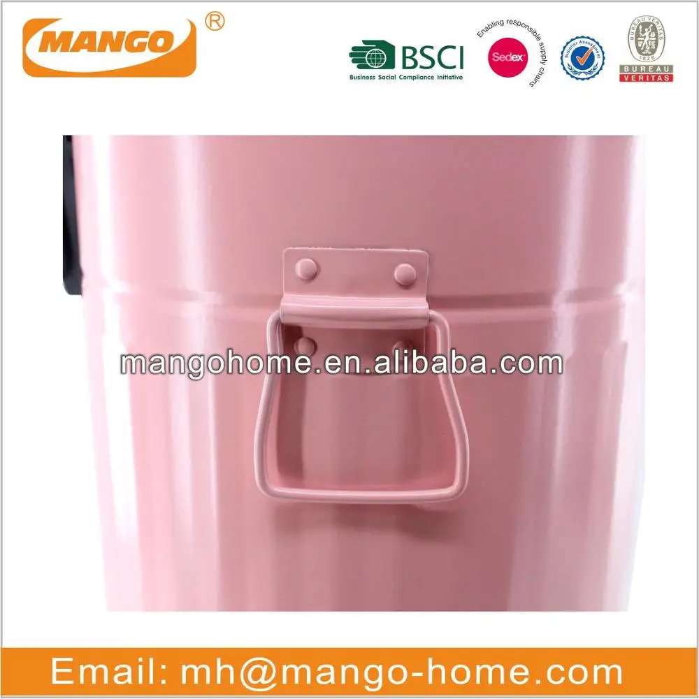 Colorful Powder Coating Bathroom Trash Can Mobile Metal Foot Pedal Waste Bin Dust Bin With Plastic Inner Bucket