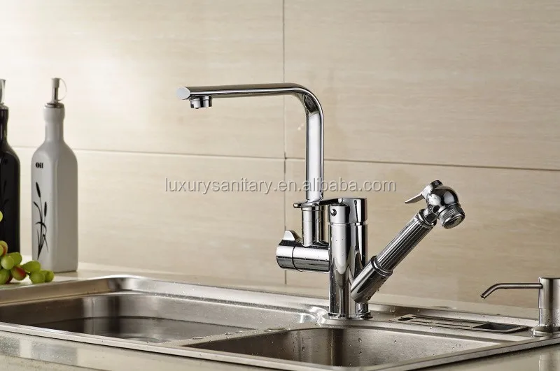 good quality multi function brass pull out kitchen sink faucet mixer tap with spray gun