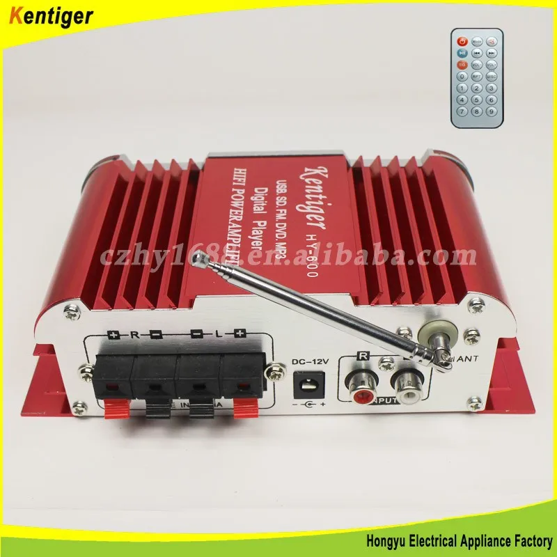 
Kentiger New Style HY-600 DC12v 2ch support MIC.input Car Amplifier 