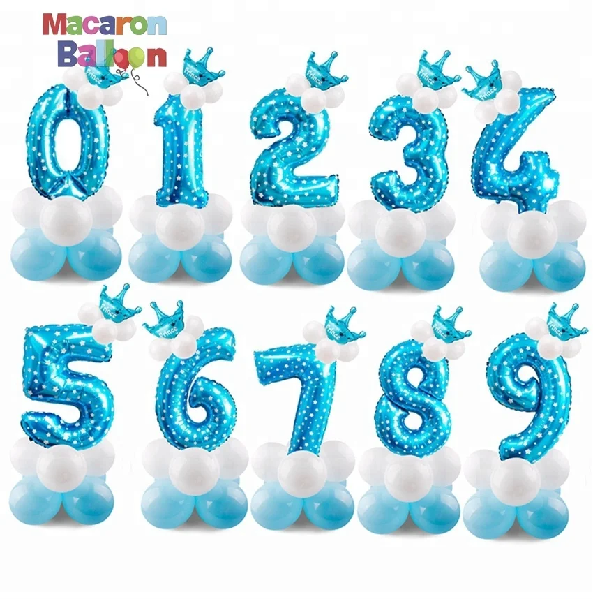 Helium Balloon 1-10 Year Birthday Globos Birthday Balloons Blue Pink Number Foil Balloons 1 2 3 4 5 6 7 8 9 Years KK29