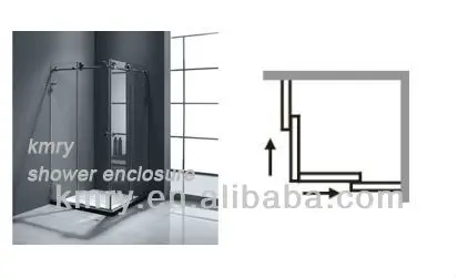 KMRY Square Frameless Corner 4 Panels Tempered Glass Sliding Door Bathroom Shower Rooms Shower Cabin Enclosure