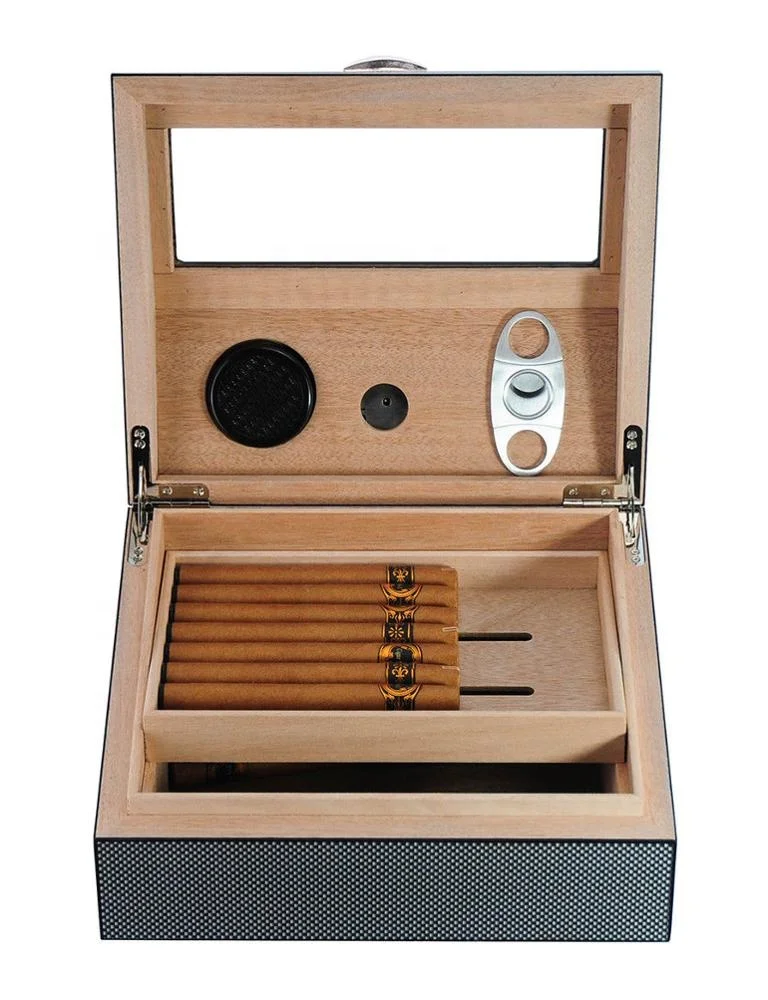 carbon fiber Cigars Cabinet Mahogany Humidor Storage Box