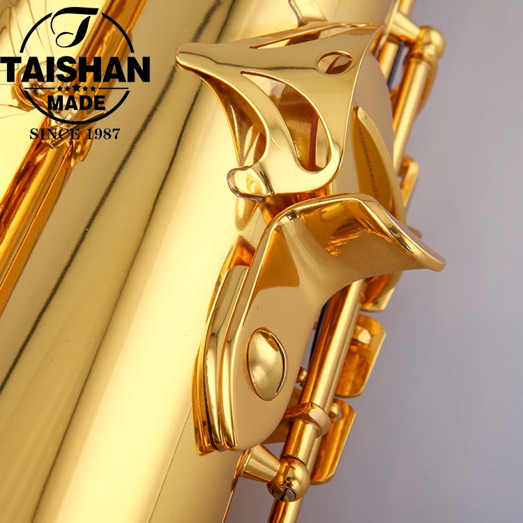 Gold Lacquer Bb Tenor Saxophone Brass Body Wind Instrument for Musicians