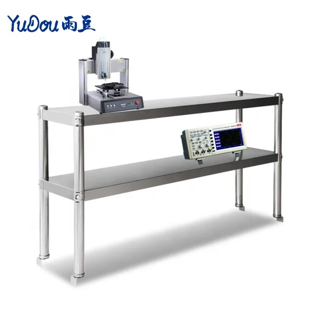 Commercial  Kitchen Double Overshelf Work Bench Sorting Table  Customized Stainless Steel Work Table