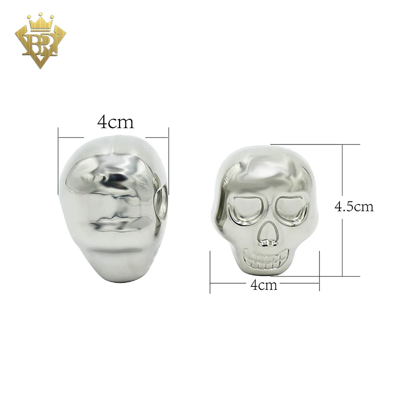 Reusable Cooling Frozen Rocks Stainless Steel Skull Ice Cubes