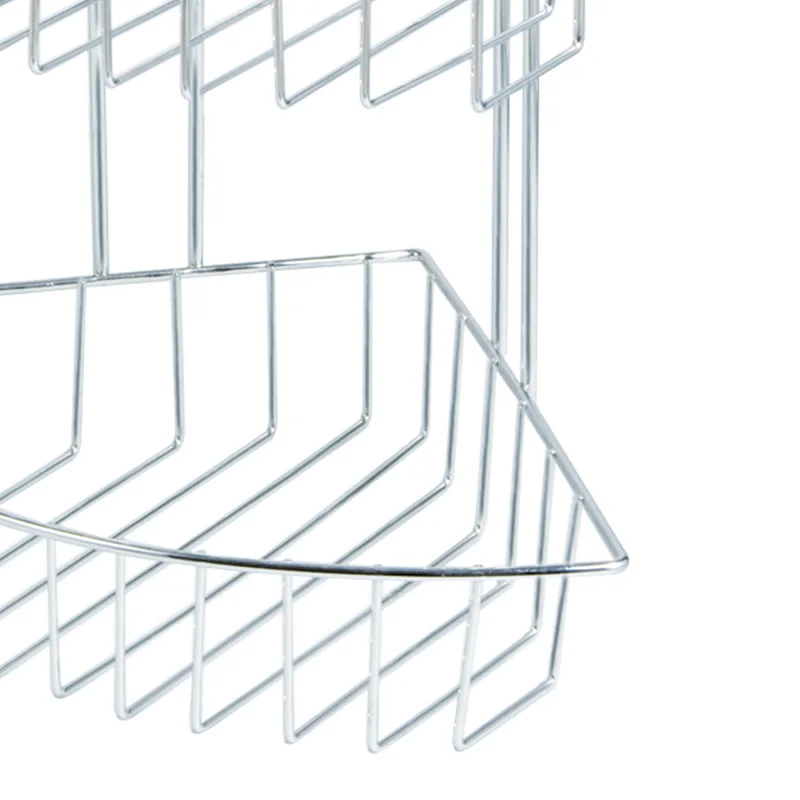 3-Tier Shower Head Caddy Triple Bath Towel Shelf Iron Wire Wall Mount Corner Tower Bathroom With Hooks Shelving Hanging Rack