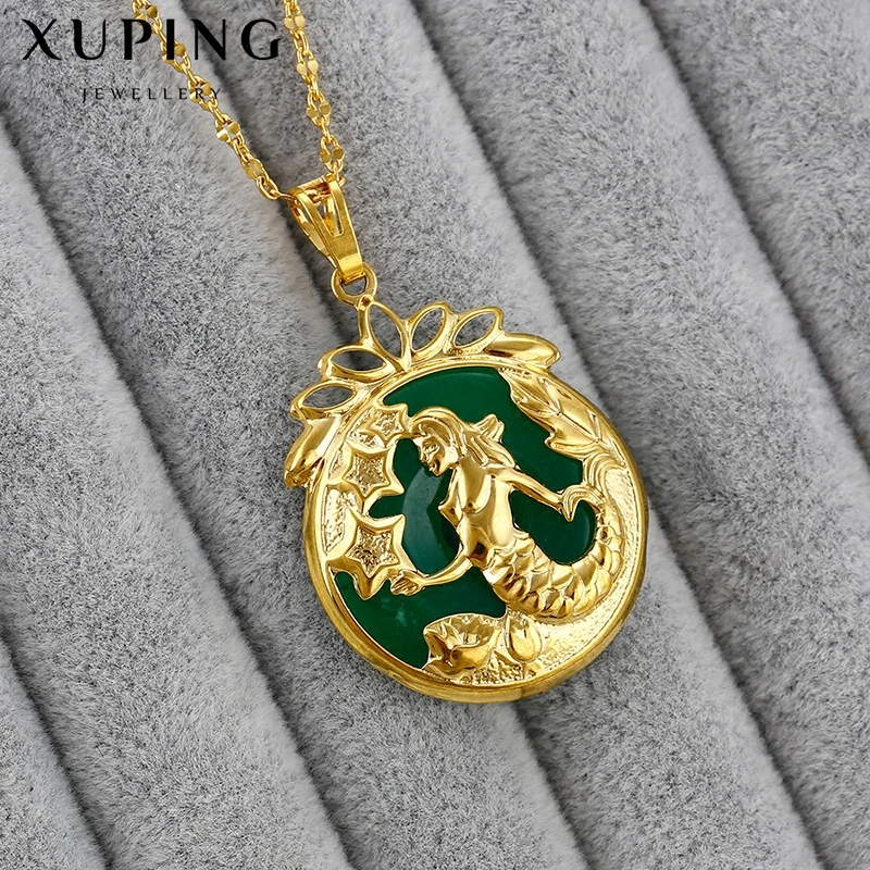 N6606006 xuping stone jewelry Mermaid princess design jade pendant necklace jewelries