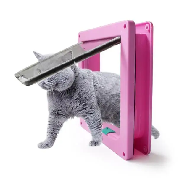 
Dropshipping Security Control 4 Way Safe Gate Doors Small Pet Doggie Kitten Dog Flap Cat Door 