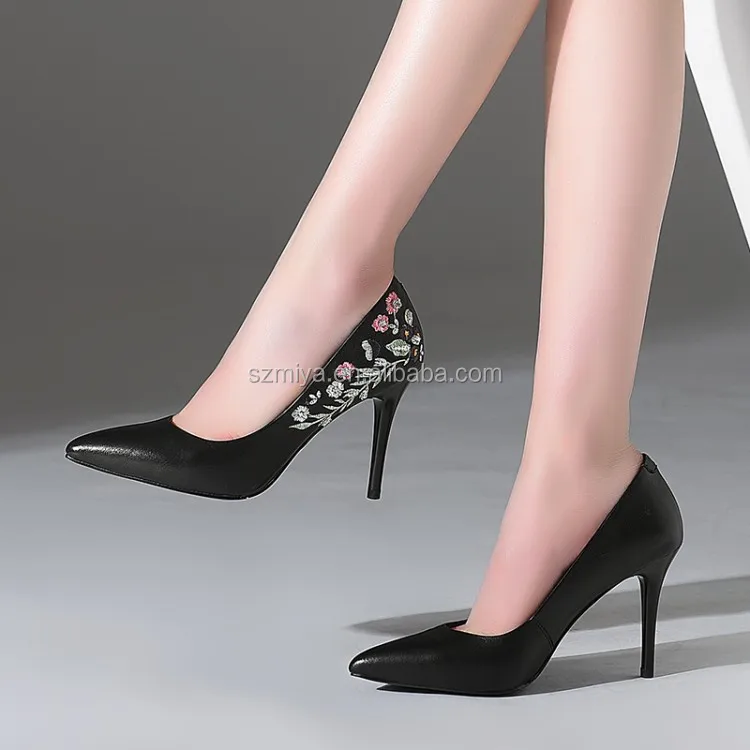 Fashion ladies party shoes genuine leather women high heel shoes wholesale