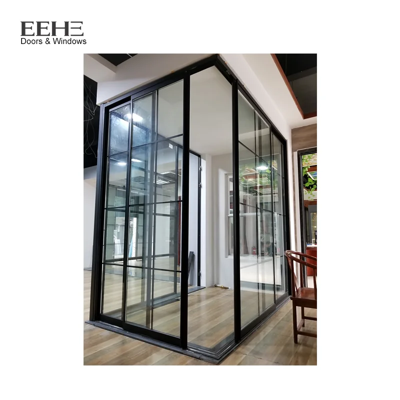 Kitchen aluminum frame sliding 12mm tempered glass door prices