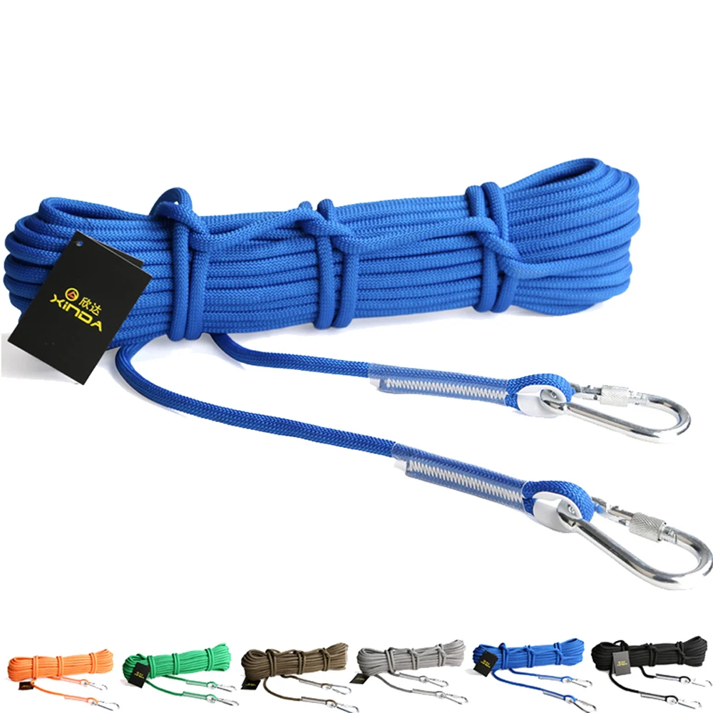 XINDA outdoor 9.5mm  climbing safety rope  with 2 pieces carabiners