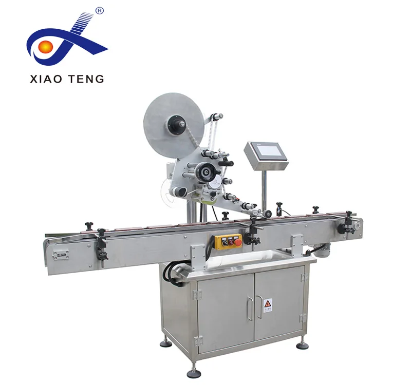 Automatic adhesive stick top side tray high speed labeling machine