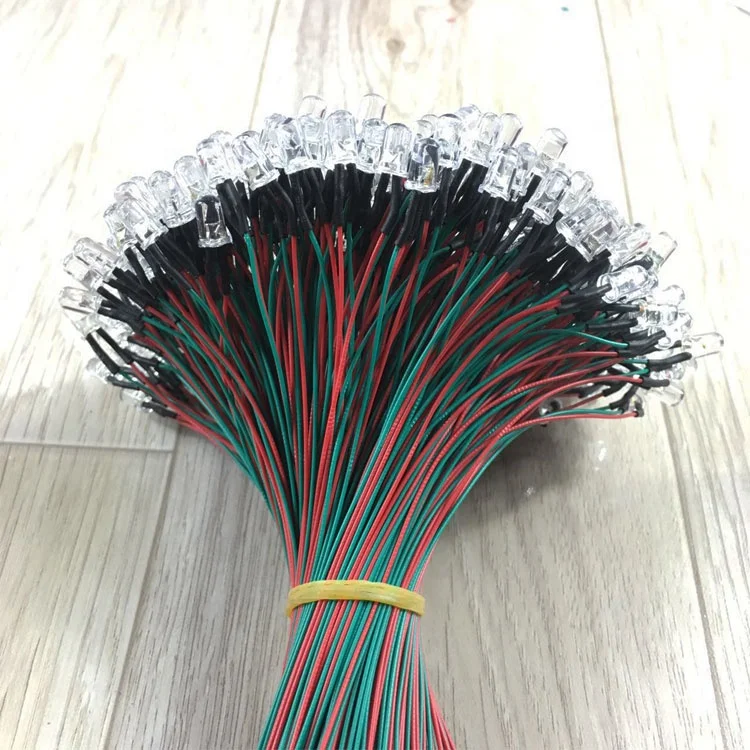 DC12V RGB Color 5mm led lamp with wire 20cm and lens kits