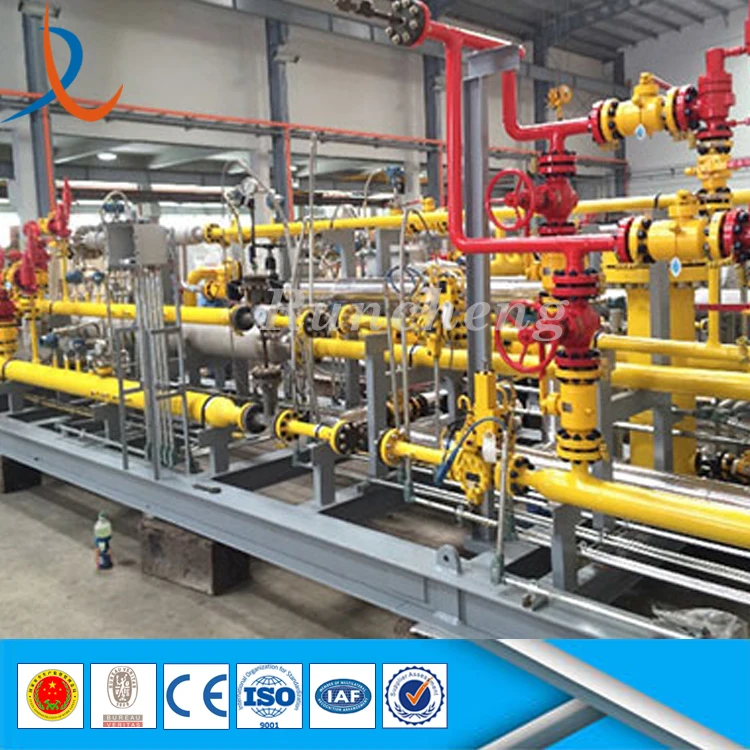 Skid-mounted natural gas pressure metering and regulating station for oilfield crude oil production