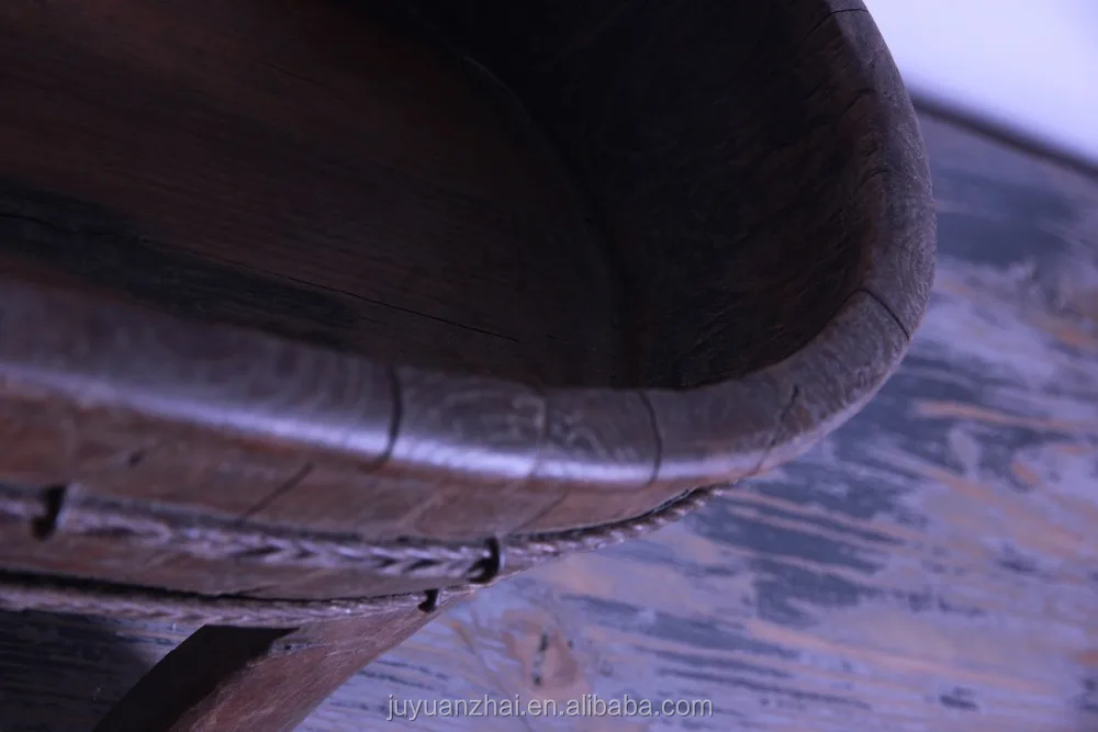 antique chinese wood recycle foot basin