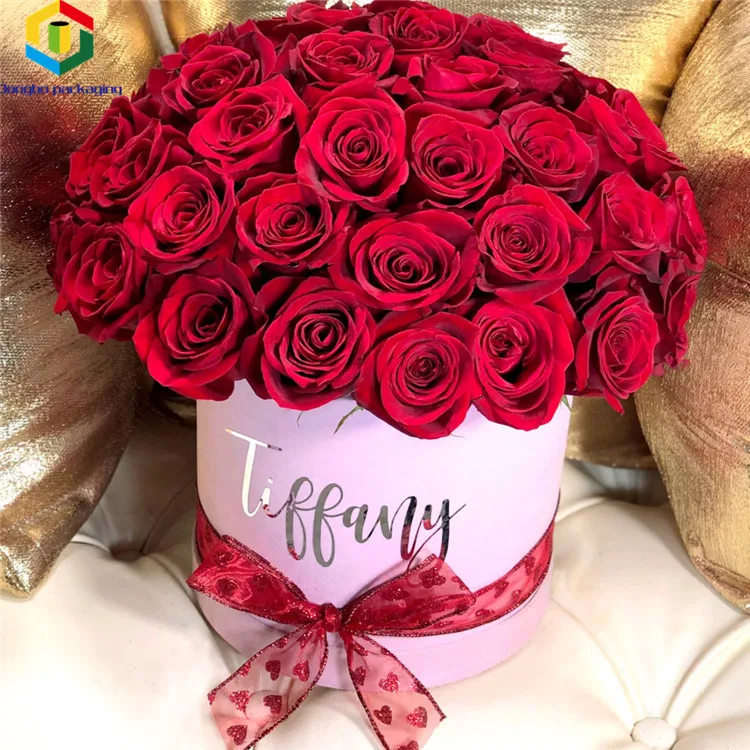 Роскошная картонная круглая Цветочная коробка для цветов с ручкой