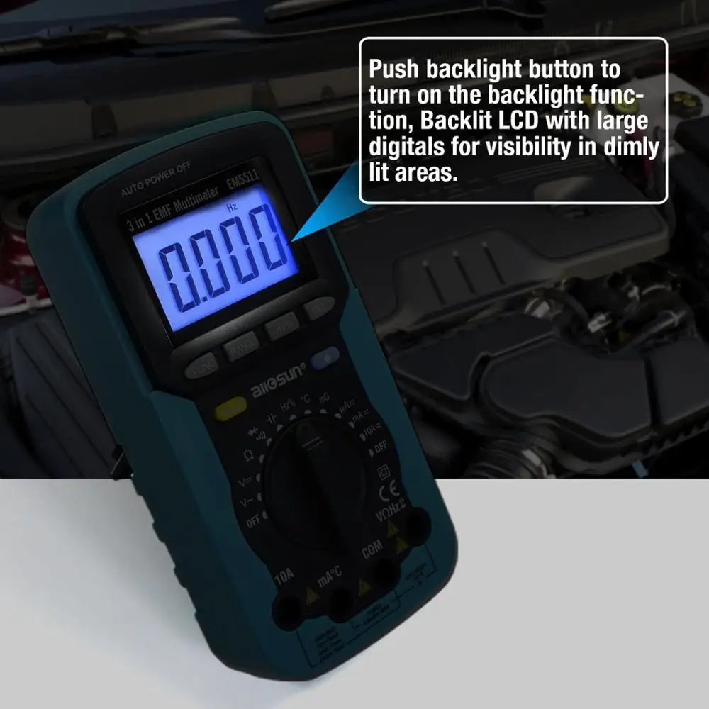 All-sun EM5511 3in1 Digital Multimeter Voltmeter Ammeter Ohmmeter DC AC EMF Multimeter Automotive Tester