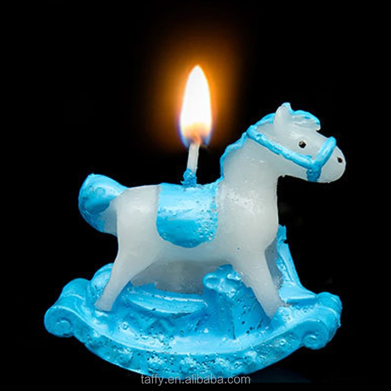 
pink blue kids birthday party guest souvenirs present return gift boy girl baby shower favor rocking horse candle 