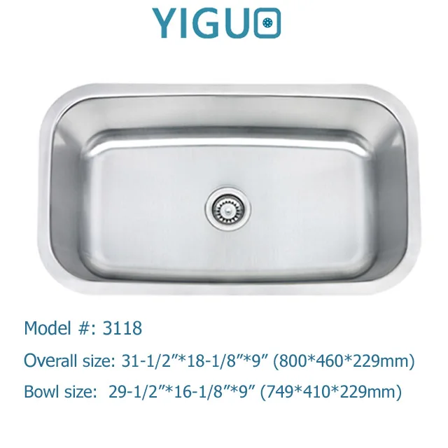 Malaysia stainless steel sink, pressed kitchen sink American style #3218S (single bowl)