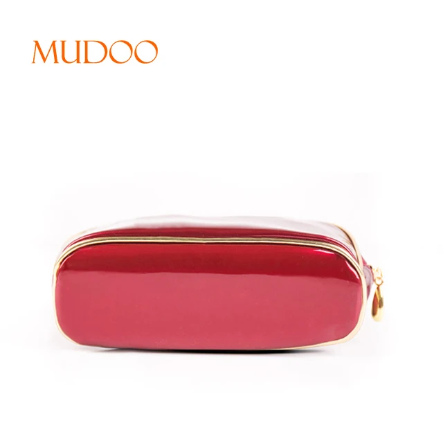 Wholesale red waterproof makeup bag pu cosmetic bag