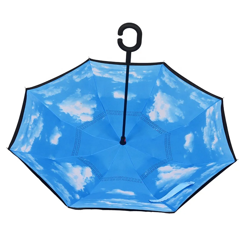 Hot sale OEM acceptable durable quality Double Layer Inverted Umbrella Reverse folding Umbrella for Pharmacy and Library