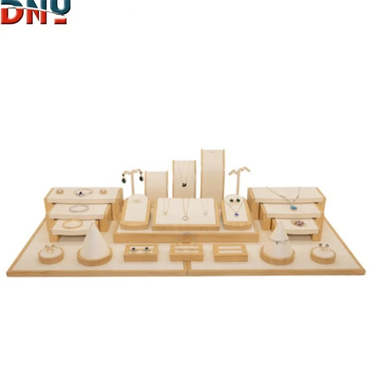 Hot sale jewelry display stand wood jewelry display for bracelet ring earrings necklace