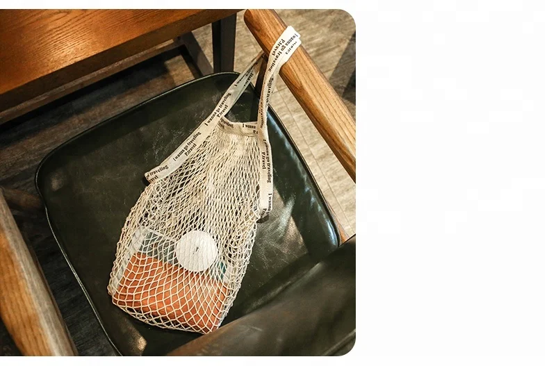 P.travel Eco Friendly Foldable Cotton String Rope Mesh Net Beach Produce Shopping Grocery Tote Bag Canvas bags