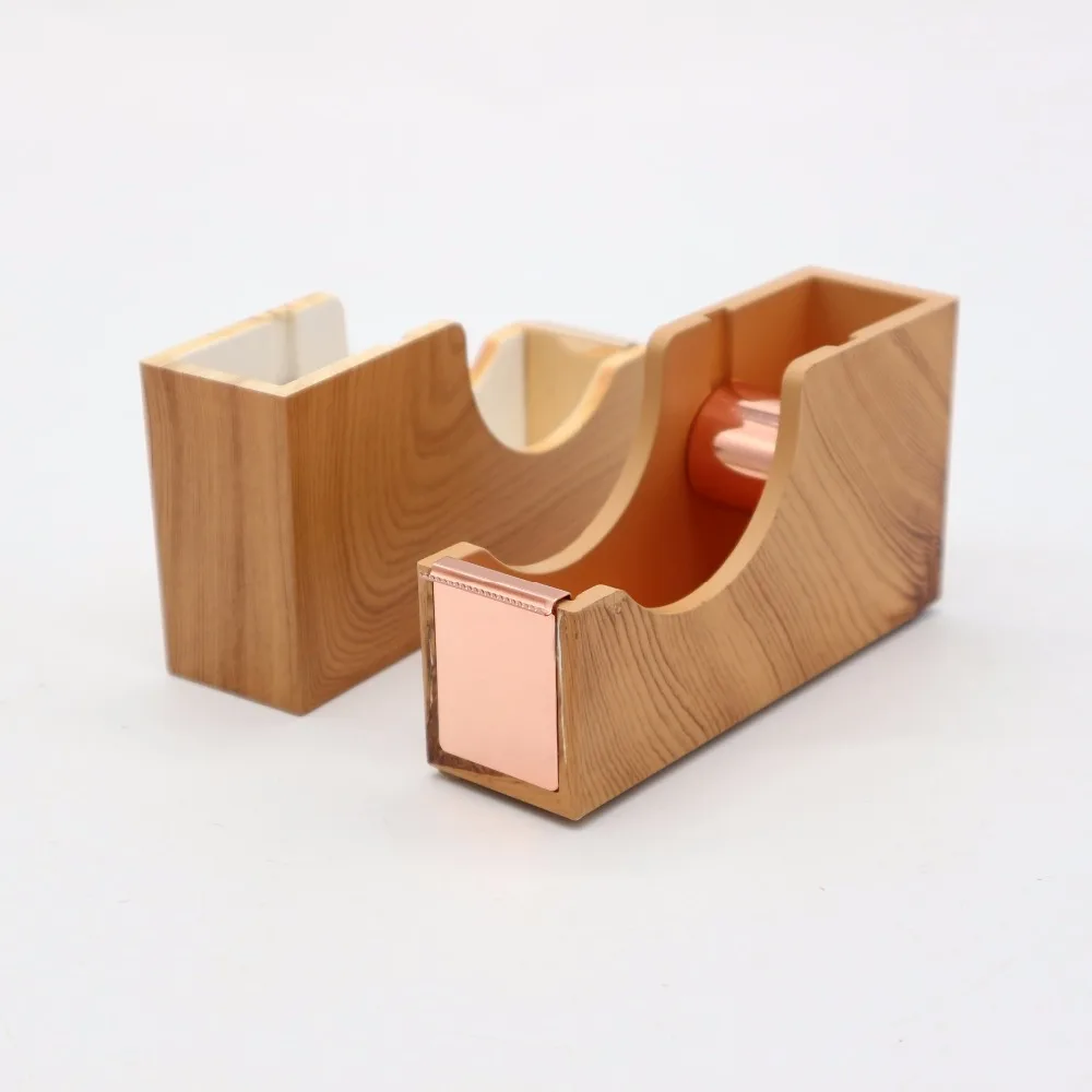 Stationery Products Customized Logo Acrylic Light Wooden Grain Washi Tape Dispenser