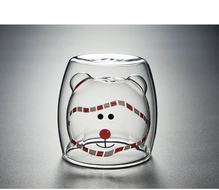 Милый многоразовый СТЕКЛЯННЫЙ КОФЕЙНЫЙ стакан с двойными стенками в форме животного для подарка
