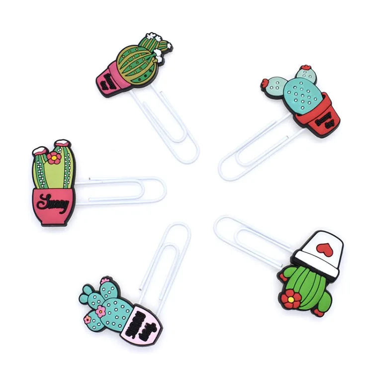 Продвижение подарок ПВХ мягкие металлические закладки пользовательские кактус закладки школьные принадлежности книга клипы
