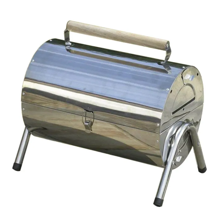 Small barrel charcoal stainless steel barbecue two side bbq grill
