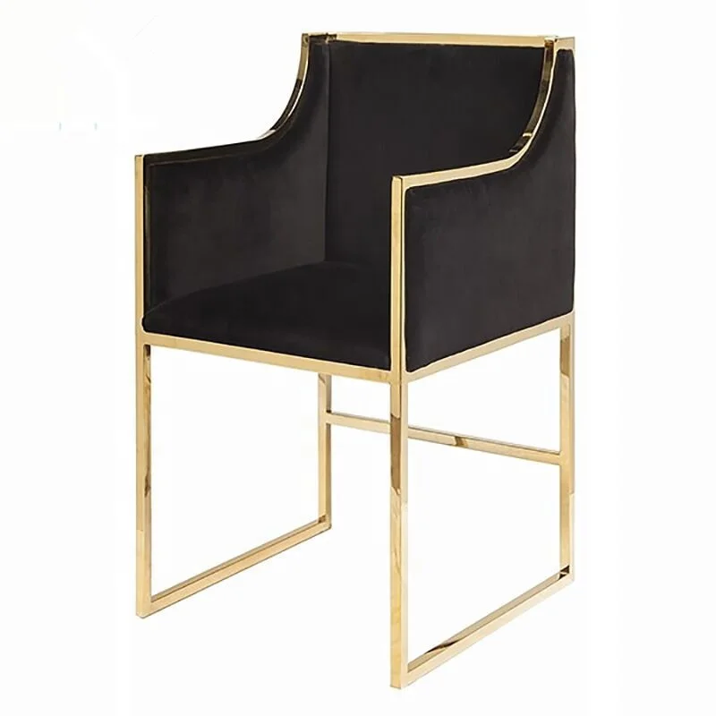 Wholesale Modern Gold Arm Chair W01 Elegant Wren Design Banquet Dining Chair High Quality Stainless Steel New US Popular Design