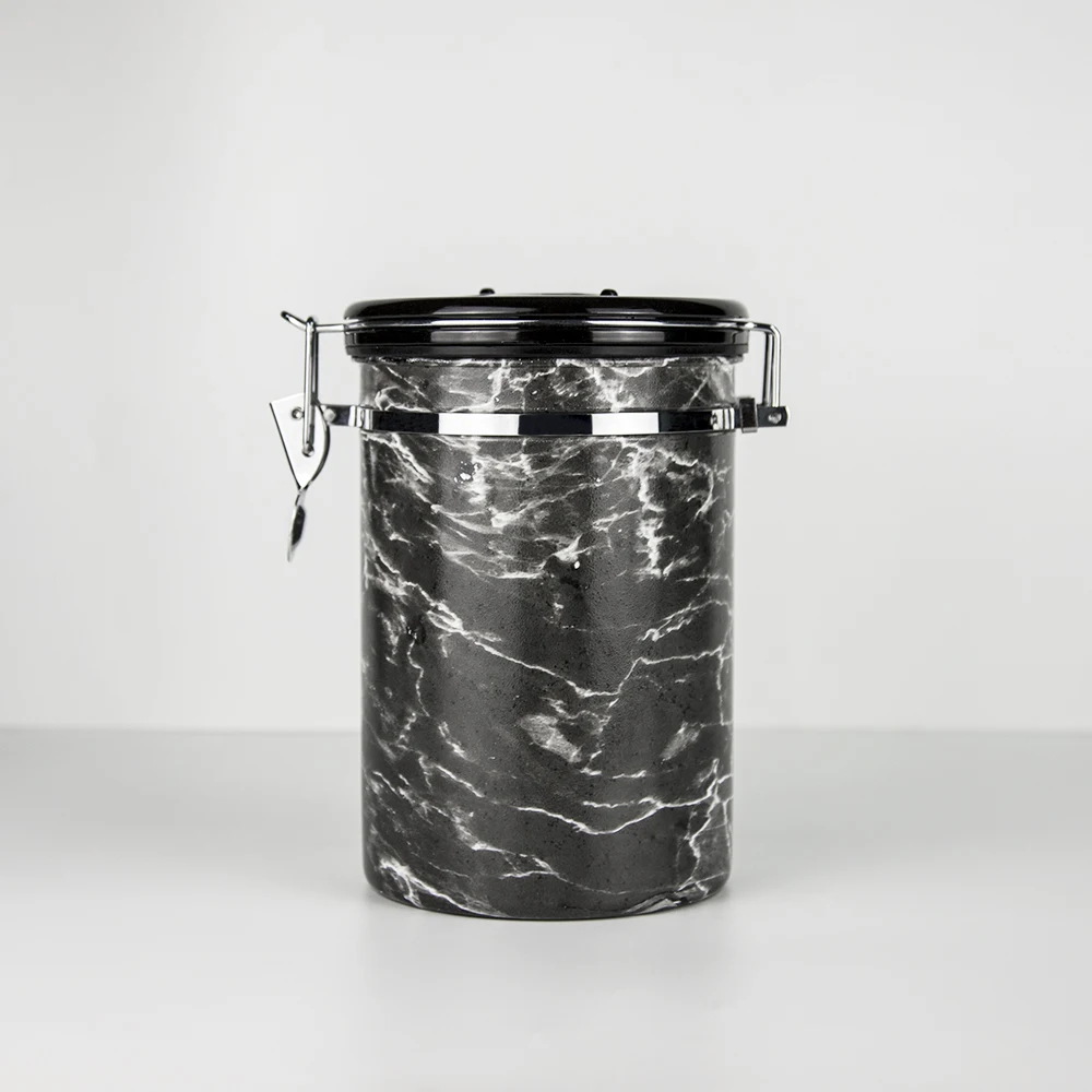 New Marble Finishing Stainless Steel Coffee Canister Dry Containers