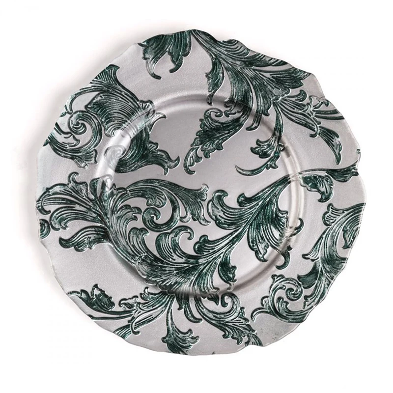 
wholesales 13inch Elegant Home Decoration Glass Charger Plates 