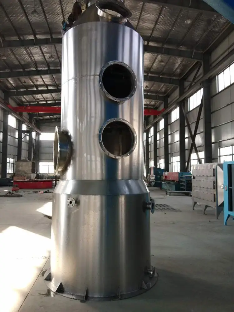 High efficiency low power stainless steel exhaust scrubber